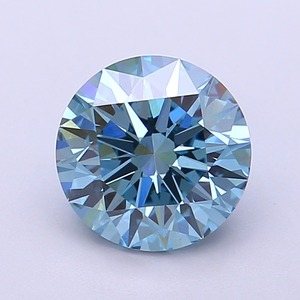 Diamant CVD de laboratoire taille ronde, 1,2 carat, couleur bleu vif fantaisie, clarté SI2, polissage excellent, pierre brute de qualité supérieure pour bague - Product Image 1
