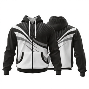Sweat à capuche unisexe personnalisé à fermeture éclair intégrale, décontracté, hiver, uni, avec poche kangourou, pour sport, motocross, esports, vente en gros - Product Image 1