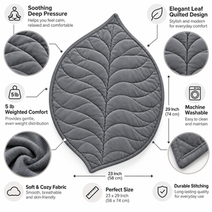 Manta de Salón Gris con Peso de 5 lb |   Manta acolchada elegante con diseño de hojas de 23 x 29 pulgadas, suave, cómoda, lavable, para adultos, para uso diario. - Product Image 5