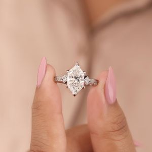 Hexagon Cut Diamond Moissanite Engagement Sterling <b>Silver</b> <b>Ring</b> Floral Band Vintage Inspired Luxury <b>Ring</b> - Product Image 3