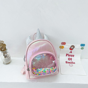 PU unicorn Transparent Quicksand Sequin <b>Children</b> Mini School <b>Backpack</b> Transparent Bags High School Wholesale Price - Product Image 2