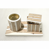 Ensemble brûleur d'encens Bakhoor artisanal en bois d'acacia avec incrustation de résine, écologique, pour aromathérapie, avec plateau et boîte, style arabe, pour Ramadan et Aïd