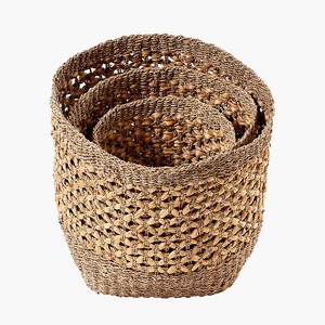 Paniers de rangement en jonc de mer naturel, ensemble de 3 paniers gigognes faits à la main, vente en gros, fabriqués au Vietnam - Product Image 4