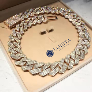 สร้อยคอแบบ Cuban Link ชุบทองประดับเพชร IGI Certified Lab Grown Diamond สไตล์ฮิปฮอปสำหรับผู้ชาย - Product Image 6