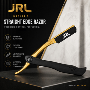 JRL Gold & Black Magnetic Luxury Stainless Steel Manual <b>Straight</b> Edge <b>Razor</b> with Custom Logo for Professional Barbers Beard Care - Product Image 1