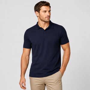 Polo élégant pour homme, adapté au bureau et à une utilisation décontractée, coutures durables, mélange de coton respirant pour un confort toute la journée, OEM - Product Image 1