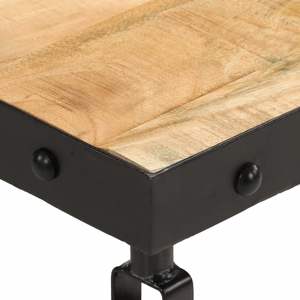 Mesa de Centro Industrial Mediana de Madera Maciza de Mango, Tono Natural con Toque Urbano - Product Image 5
