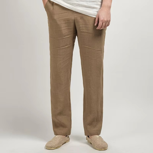 Pantalon décontracté homme en coton et lin, style chinois, coupe ample, taille mi-haute, devant plat, léger, nouvelle collection - Product Image 2