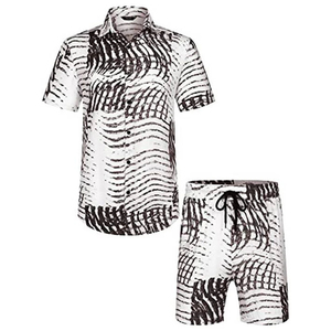 Ensemble T-shirt et short pour homme personnalisable avec logo, qualité supérieure, effet délavé, en polyester/coton respirant, grandes tailles, idéal pour l'été - Product Image 2