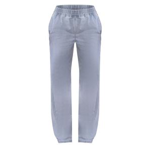 Custom Light Blue Wash Elasticated Wide Leg Stretch Denim Pant <b>Baggy</b> Mom Ladies Pants Straight <b>Women's</b> <b>Jeans</b> Supplier Bangladesh - Product Image 1
