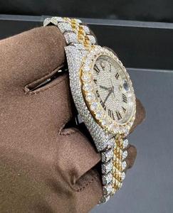 Montre en diamant Moissanite pour homme et femme, cadran en acier inoxydable, bracelet style hip-hop, montre en diamant Moissanite VVS - Product Image 2