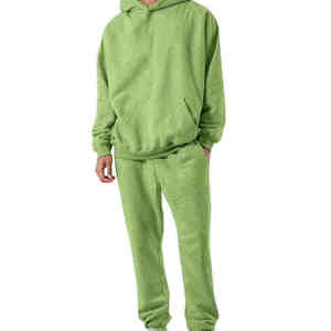 Ensemble de survêtement décontracté en molleton de coton épais pour homme, grande taille, hiver, deux pièces - Product Image 1