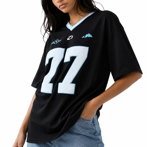 Camiseta de Fútbol Americano Personalizada para Mujer, Estilo Vintage con Número Gráfico, Ropa Deportiva Urbana, Venta al Por Mayor - Product Image 5