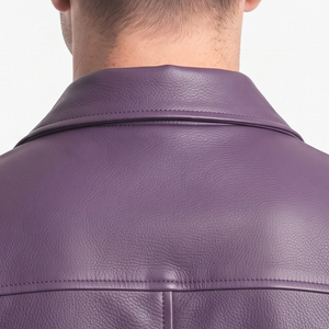 Gilet en cuir PU violet de qualité supérieure pour homme, col rabattu, simple boutonnage, style décontracté, collection automne - Product Image 3