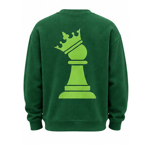 <b>Men</b> Waffle Knit Sweatshirt Long Sleeve Crewneck Pullover Casual Textured <b>Thermal</b> <b>Top</b> Custom OEM Streetwear Manufacturer Factory - Product Image 2
