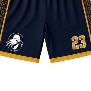 Men's Basketball Shorts Blue Gold Sublimated Quick Dry <b>Athletic</b> Sportswear Team Uniform for Practice Game Day - Product Image 6