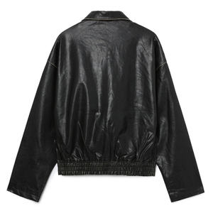 Premium Crackled Distressed <b>Leather</b> Men <b>Jacket</b> – OEM <b>Long</b> Sleeve Round Neck Zip Fly Biker <b>Jacket</b>, High Quality Wholesale - Product Image 2