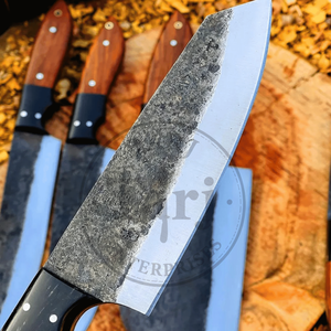 ชุดมีดเชฟเหล็กกล้าคาร์บอน 5 ชิ้น ตีขึ้นรูปด้วยมือ เกรดอุตสาหกรรม ใช้งานได้ทั้งสองมือ ปลอดภัยสำหรับเครื่องล้างจาน ด้ามไม้ รับประกัน 1 ปี - Product Image 3