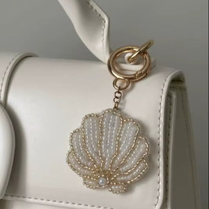 Elegant Beaded Pearl Shell Keychain Luxury Ocean Inspired <b>Bag</b> Charm - Product Image 1