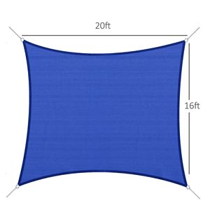 Voile d'ombrage bleue 16 x 20 pour extérieur, terrasse, jardin, avec anneaux en D et cordes - Catégorie de produit : Voiles et filets d'ombrage - Product Image 4