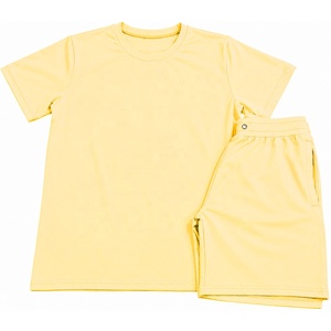 Conjunto de dos piezas de alta calidad, suave, 100% algodón, camiseta y pantalones cortos para hombre, conjunto de camiseta y pantalones cortos, oversize, liso. - Product Image 5
