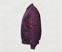 Blouson bomber violet pour homme, couleur unie, col montant, fermeture éclair, coupe décontractée, matière polyester, idéal pour l'automne
