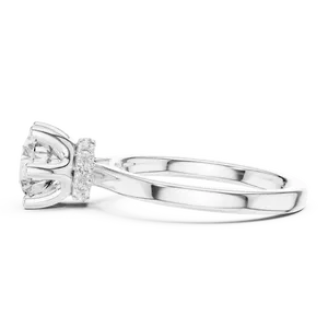 Anillo de Diamantes Glorioso de Oro Sólido con Corte Redondo y Halo Oculto, Diamante Cultivado en Laboratorio, Unisex, Joyería Fina, Creación de Primera Calidad - Product Image 4