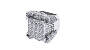 Men's Religious Designer Hip Hop Style 925 <b>Silver</b> Channel Set Geometric Square Moissanite <b>Statement</b> Wedding Fine <b>Rings</b> - Product Image 6