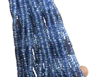 Beautiful 8"Long Strand Natural Kyanite Gemstone Faceted Rondelle Beads Wholesale Manufacturer Genuine High Quality