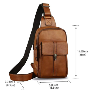 Bolso de pecho vintage de cuero genuino con cierre de hebilla para hombre, uso diario, para todas las estaciones, bolso de hombro duradero - Product Image 4