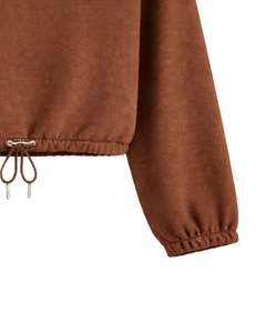 Sudadera Corta Personalizada Marrón para Mujer con Cierre de Cremallera, Estilo Casual, con Cordón Ajustable en el Bajo, de Felpa Suave, Algodón y Poliéster, para Invierno - Product Image 6