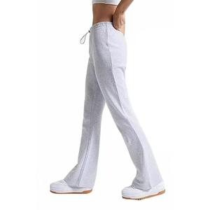 Women's Solid Color Fleece Sweatpants Mid Waist Drawstring Closure Regular Fit Full Length Casual Pants Winter Wear <b>Stretchy</b> - Product Image 1