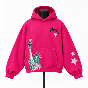 Custom Unisex Oversized <b>Pink</b> Pullover Hoodie Graphic Printed Fleece <b>Sweatshirt</b> Streetwear Hoodie for <b>Men</b> - Product Image 1