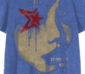 T-shirt imprimé graphique déchiré effet vieilli, délavé à l'acide, coupe oversize ample, style streetwear, en coton épais, épaules tombantes - Product Image 3