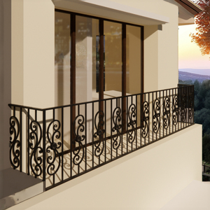 Rampe décorative de luxe en fer forgé pour balcon, rampe en fer forgé thermolaqué avec design personnalisé pour espace extérieur moderne - Product Image 1