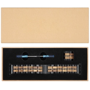 Correa de Lujo de Madera de Zebrano y Acero Inoxidable para Reloj <span class=keywords><strong>Apple</strong></span> <span class=keywords><strong>Watch</strong></span> Series Ultra 1-11 38/<span class=keywords><strong>40</strong></span>/41/42/44/45/46/49mm - Product Image 2