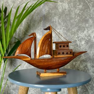 Barco de la Esperanza de Madera Hecho a Mano, Pieza Decorativa Premium Artesanal para Mesa, Decoración del Hogar para Sala de Estar, Acabado Natural - Product Image 5