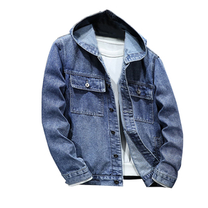 Sweat à capuche unisexe en jean respirant de qualité supérieure, fermeture éclair, manches longues, quatre poches, denim bleu, streetwear - Product Image 4