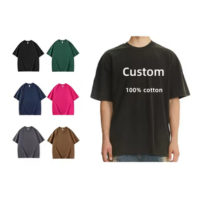 Camiseta Blanca Personalizable con Logotipo, Camiseta de Algodón Lavado Oversize para Hombre, Cuello Redondo, Camiseta Blanca al por Mayor, Camiseta de Manga Corta - Product Image 2