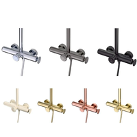 Ensemble de robinetterie de douche thermostatique chromé avec barre coulissante, trois modes de jet, cartouche céramique pour hôtels et villas
