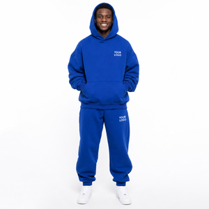 Unisex Einfarbiger Baumwoll-Trainingsanzug mit Kapuze, Atmungsaktiv, Kordelzug-Verschluss, Streetwear, Locker Geschnitten, Winter, Anpassbar - Product Image 2