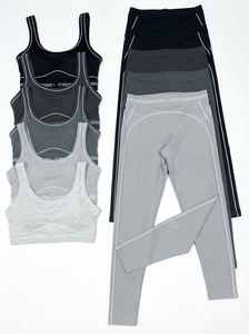 Women's Sporty 2-Piece <b>Set</b> Knitted Spandex Nylon Solid Color Breathable Full Length Skinny Fit Tops And Leggings All Seasons - Product Image 4