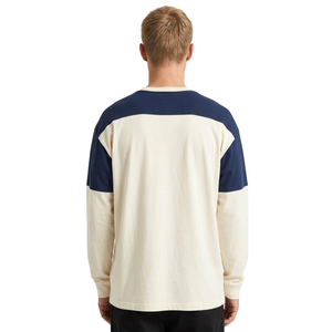 T-shirts pour hommes à manches raglan bicolores, 100% coton, haut tricoté décontracté, pull à manches longues, sweat-shirts d'hiver - Product Image 2