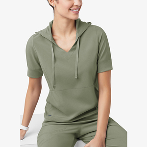 Ensemble de blouses d'infirmière personnalisées OEM pour femmes avec sweat à capuche et cordon de serrage, en tissu tricoté, couleur et logo personnalisables - Product Image 6