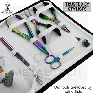 Kit d'outils professionnel pour extensions de cheveux à micro-anneaux, en acier inoxydable, avec pinces arc-en-ciel, ciseaux, aiguilles et sac de rangement – Vente en gros usine - Product Image 6