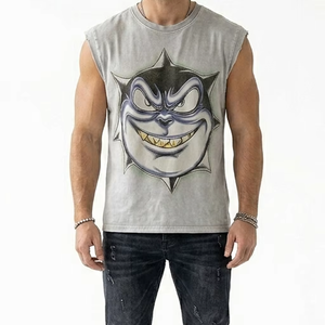 Débardeur sans manches personnalisé imprimé DTG, 100% coton jersey, tissu de qualité supérieure, streetwear décontracté unisexe, vente en gros OEM pour les chaînes - Product Image 4