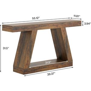 55-Inch Rustic Industrial <b>Wooden</b> <b>Console</b> <b>Table</b> with Storage for Entryway or Hallway - Product Image 2