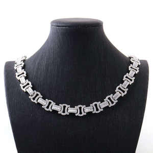 Collar de Joyería de Lujo con Moissanita y Plata 925, Chapado en Oro y Rodio, Cadena Cubana Personalizada para Hombre, Estilo Hip Hop - Product Image 1