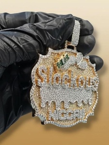 จี้เพชรโมอิสซาไนต์ VVS เงินแท้ 925 ประดับเพชรเต็มวง จี้รูปวงกลมตัวอักษรสองสี สไตล์ฮิปฮอป สำหรับเป็นของขวัญวันครบรอบ - Product Image 5