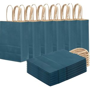 Confezione da 24 Sacchetti Regalo in Carta Blu Nk con Manici 21x15x8 cm, Sacchetti Solidi per Feste - Product Image 2